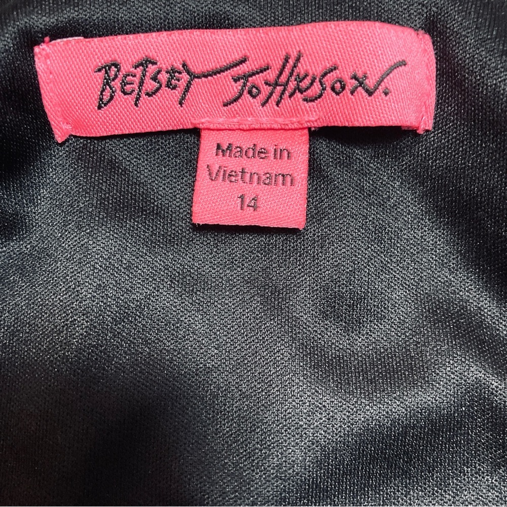 Betsey Johnson Black and Cream Striped Ruched Midi Dress Sz. 14 - Picture 6 of 6